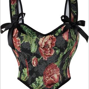 Floral Black Corset Top